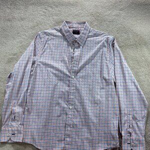 UNTUCKit Shirt Mens XL Blue and Red Plaid Slim Fit Wrinkle Free Button Up LS